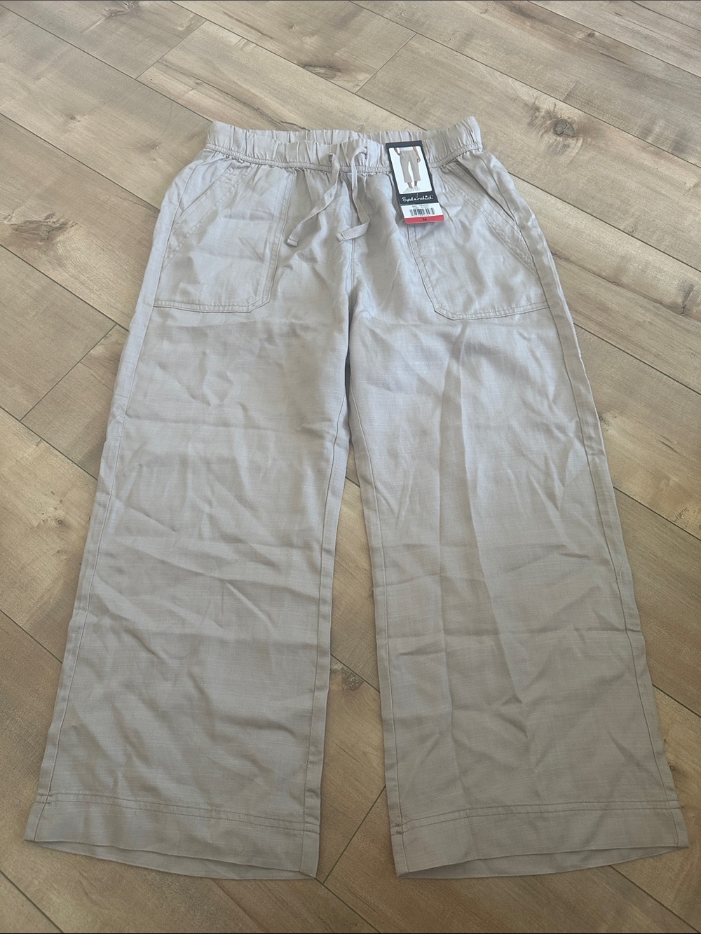 NWT Splendid Wide-Leg Drawstring Chinos - Light Beige Sz M - Picture 3 of 8